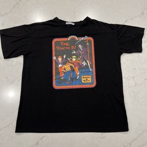 Romwe Mens Tag You’re It Front Print Hobbies & Games Short Sleeve Shirt Sz M